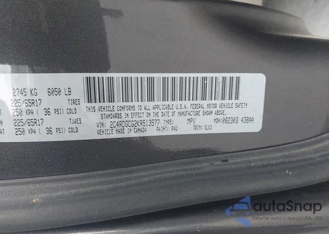 2019 Dodge Grand Caravan Sxt from USA, damaged, VIN 2C4RDGCG2KR513577